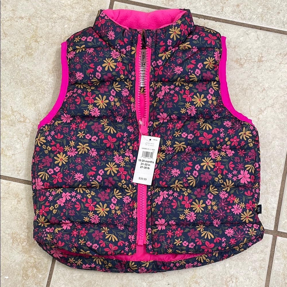 GAP Floral Quilted Vest - NWT!